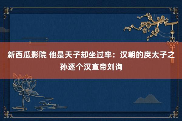 新西瓜影院 他是天子却坐过牢：汉朝的戾太子之孙逐个汉宣帝刘询